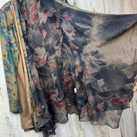 Soft Surroundings Tea Gardens Topper Printed Floral Open Cardigan US Size Medium - Picture 10 of 12